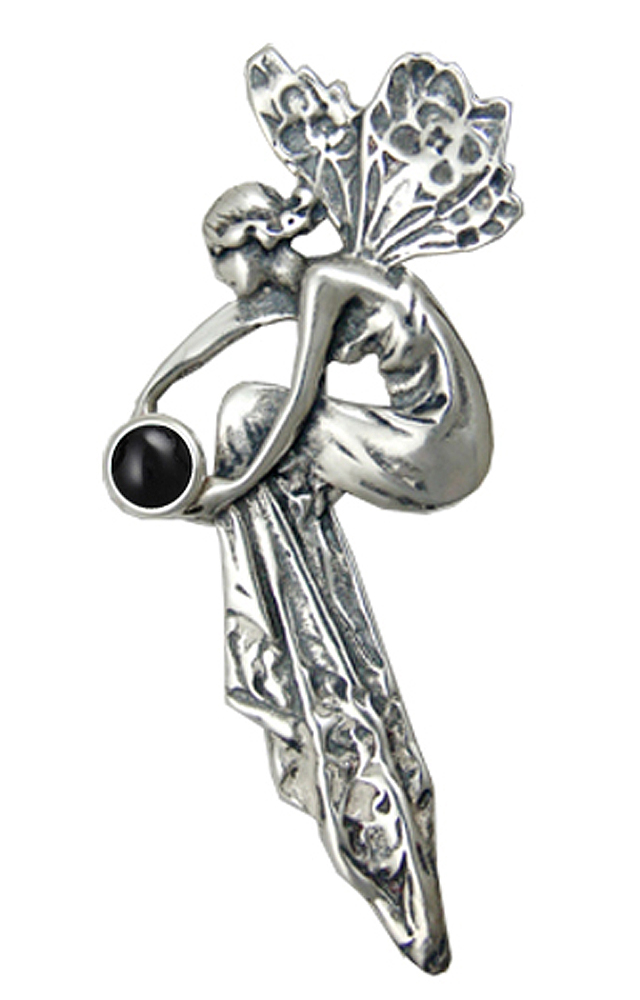 Sterling Silver Fairy of Memories Pendant With Black Onyx